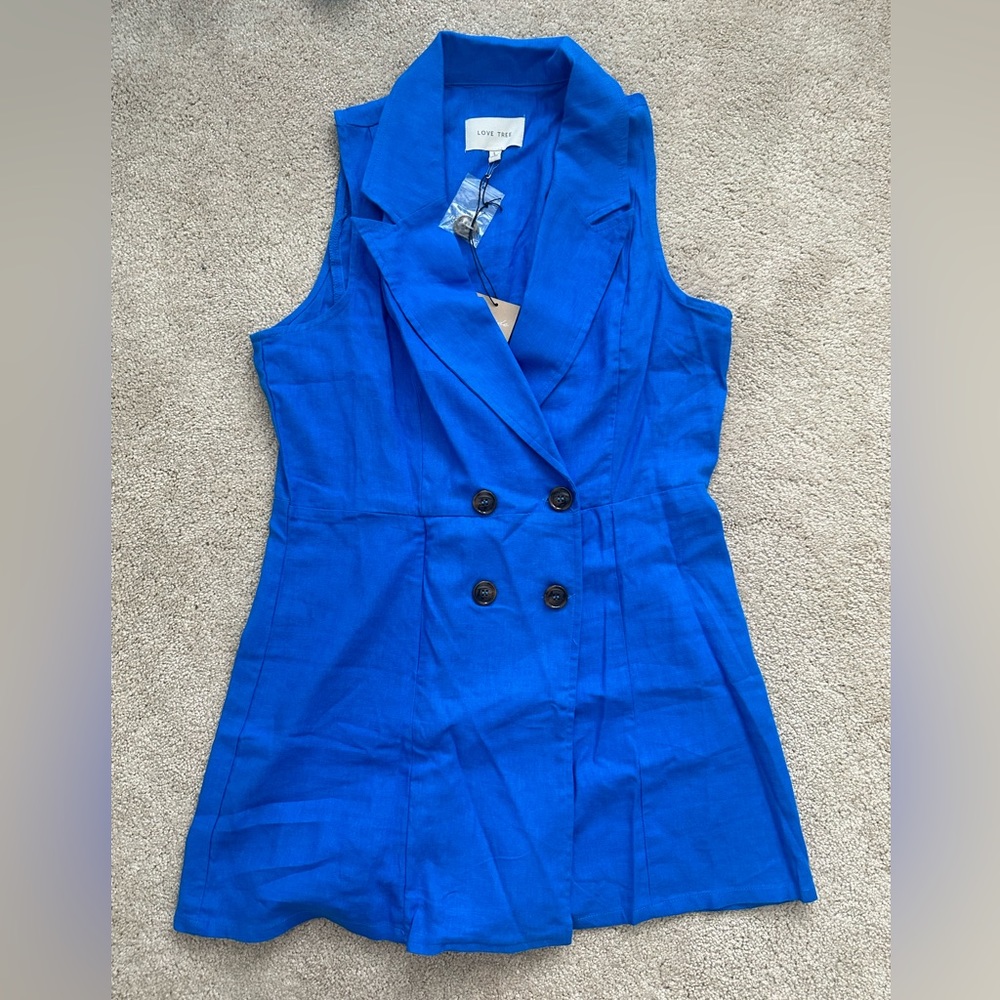 Love Tree Linen Sleeveless Romper Blazer